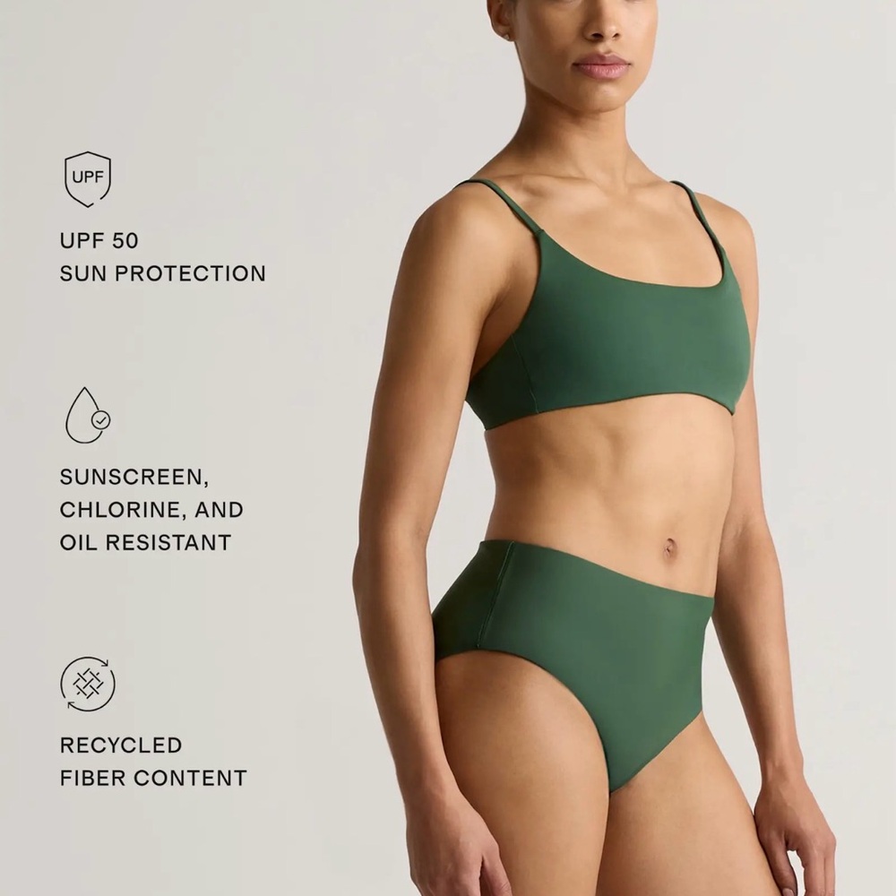 Quince Italian Scoop Neck Bikini Top in Palm Size X-Small 678 - Picture 3 of 6